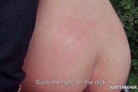 Sexy amateur humping dick outdoor in POV