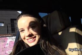 Pretty teenie gives a head in pov and gets spread twat screwed