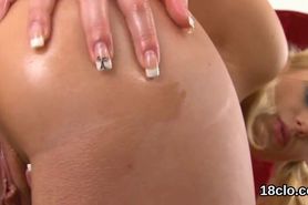 Lovely teenie is opening up tight twat in close up and coming