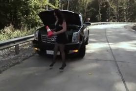 Roadside Object Insertion and Squirting on a Public Road