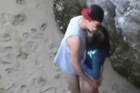 Naughty couple fucking on public beach