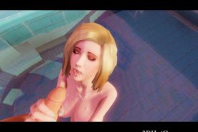 3D Busty Babe Gets Facial at the Pool
