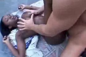 Busty black chick fucked hard outside