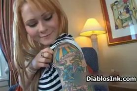 Tattooed chick showing her big natural part6