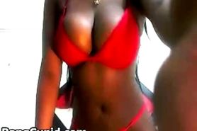 Stunning black babe with nice tits stripping