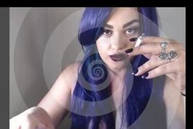 Beautiful blue haired girl smoking sexy corks