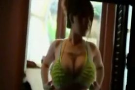Busty Hitomi Tanaka Masturbating - video 1