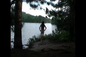 Naked hiking and wading in Fallison Lake with Marcia Fannie