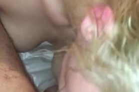Hot young blonde gives blow job