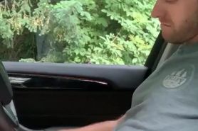 Guy jerking in his car