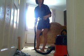 Kelly Hart & Henry Hoover cleaning up her boyfriend's mess in the bedroom