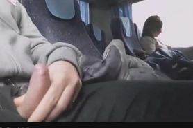 Cum next to girl on train