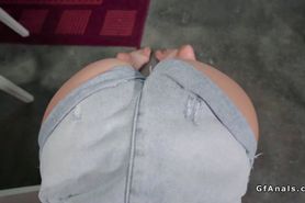 Teen looser gets huge cock up her ass pov