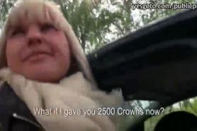 Pretty amateur blonde Czech girl railed in the backseat by stranger