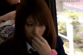 Schoolgirl se on the bus