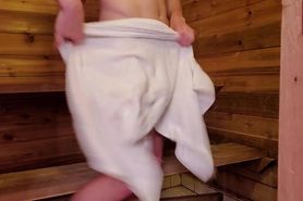 Risky sauna cum - don't get caught