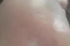 Shaved pig inhaling massive dick