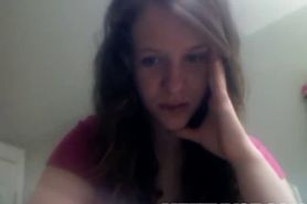 Cute brunette teen strips on webcam