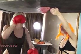 Testicle Boxing Two Girls
