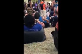 wasted girl at a festival goes crazy