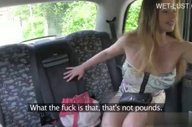 Horny housewife in the fake taxi