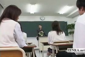 Subtitled CFNM Japanese classroom masturbation show