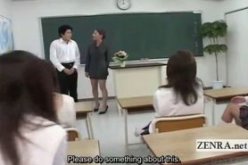Subtitled CFNM Japanese classroom masturbation show