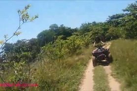 Thai teen heather goes atving in paradise and gets huge throatpie in quad