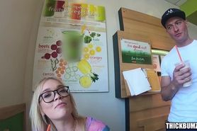 Thick Ass Babe Katie Kush Twerks At Fast Food Joint And Twerks Her Oily Ass On Big Dick She Picks Up