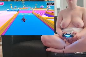 Fall Guys Let's Play! But I'm A Nude Gamer Girl and You Cum To Me Playing On The Couch