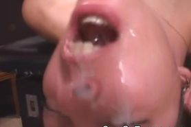 Brunette Whore Covered In Cum On Table At Tampa Gangbang