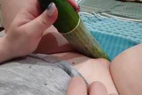 Playing with Cucumber while my Husband went to the Store
