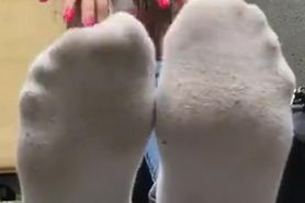 Girl in sexy sweaty socks