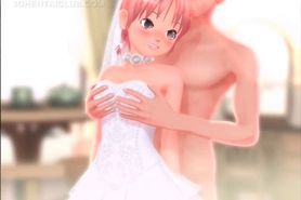 Cute anime bride fucking hardon gets messy facial - video 2