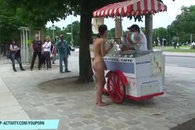 Sweet slim teen Daina naked on public streets
