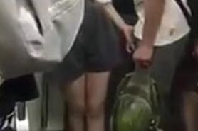 Girl Pressing Cock In Train