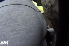She touches his cock in bus