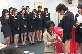 Teen japanese girl showing dick rubbing skills at sex seminar