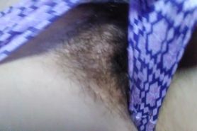 Do you want these for real? She Moans Masturbating Hairy Pink Pussy in More Modest Purple Panties