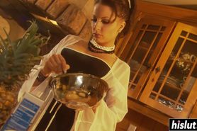 Horny Vanessa bangs in the kitchen
