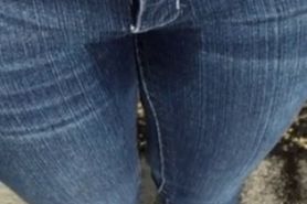 Already Leaked, she Finishes Peeing her Jeans