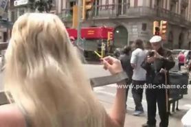 Hot blonde slut in public disgrace sex