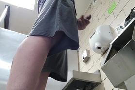 cruising and jerking off in public bathroom huge cum load uncut dck