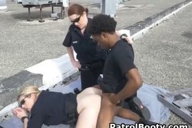 Black Guy Doggystyle Fucking White Female Cops On Roof Top