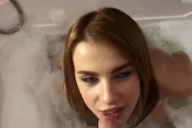 Small Step-Sister fucking and facial in the bathroom
