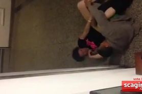 Daring couple caught fucking in public