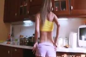Russian girl stripping in the kitchen
