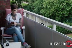 HITZEFREI Tattooed short haired MILF takes a big cock