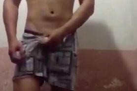 Kuya playing with his cock before showering