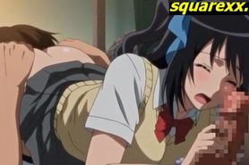 Anime teen shows pussy and fucks